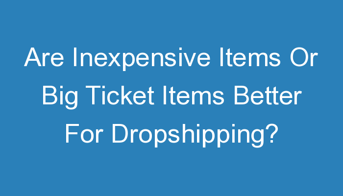 You are currently viewing Are Inexpensive Items Or Big Ticket Items Better For Dropshipping?