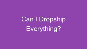 Read more about the article Can I Dropship Everything?