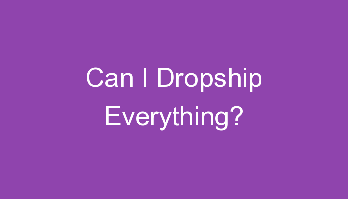 You are currently viewing Can I Dropship Everything?