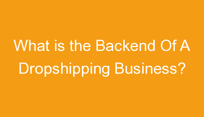 You are currently viewing What is the Backend Of A Dropshipping Business?