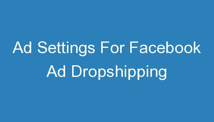 You are currently viewing Ad Settings For Facebook Ad Dropshipping
