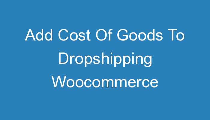 You are currently viewing Add Cost Of Goods To Dropshipping Woocommerce