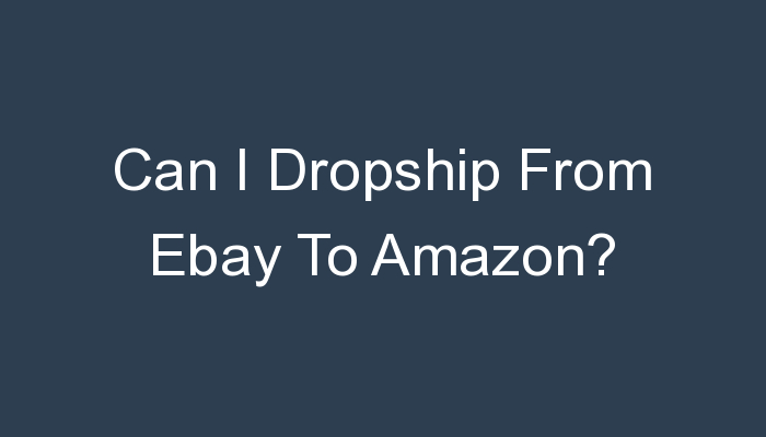 You are currently viewing Can I Dropship From Ebay To Amazon?