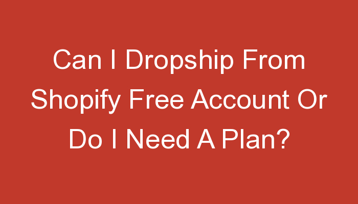 You are currently viewing Can I Dropship From Shopify Free Account Or Do I Need A Plan?