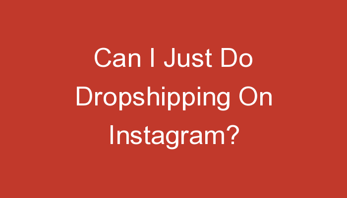 You are currently viewing Can I Just Do Dropshipping On Instagram?