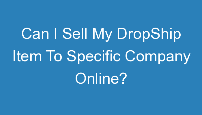 You are currently viewing Can I Sell My DropShip Item To Specific Company Online?