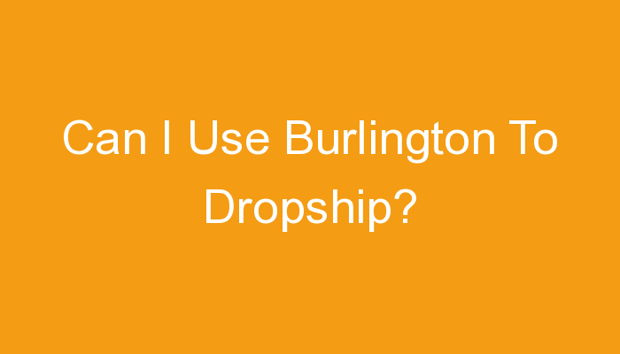 You are currently viewing Can I Use Burlington To Dropship?