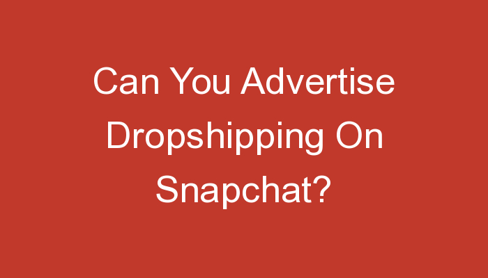You are currently viewing Can You Advertise Dropshipping On Snapchat?