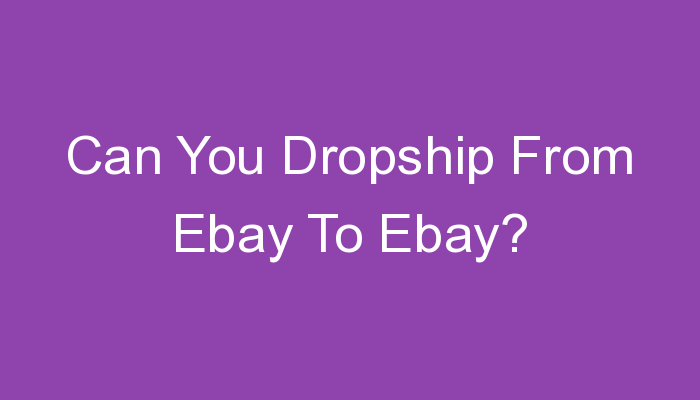 You are currently viewing Can You Dropship From Ebay To Ebay?