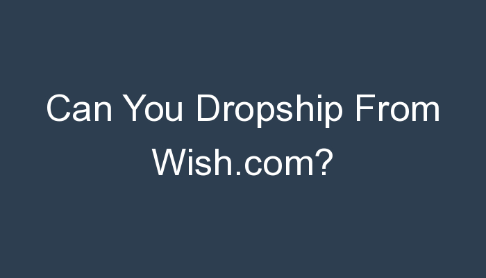 You are currently viewing Can You Dropship From Wish.com?