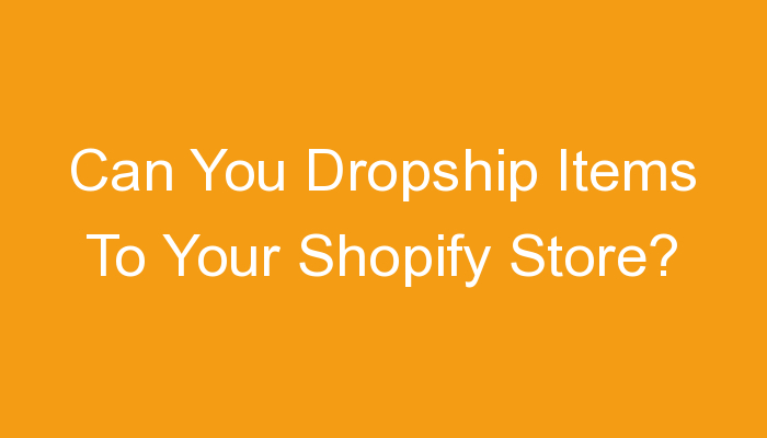 You are currently viewing Can You Dropship Items To Your Shopify Store?