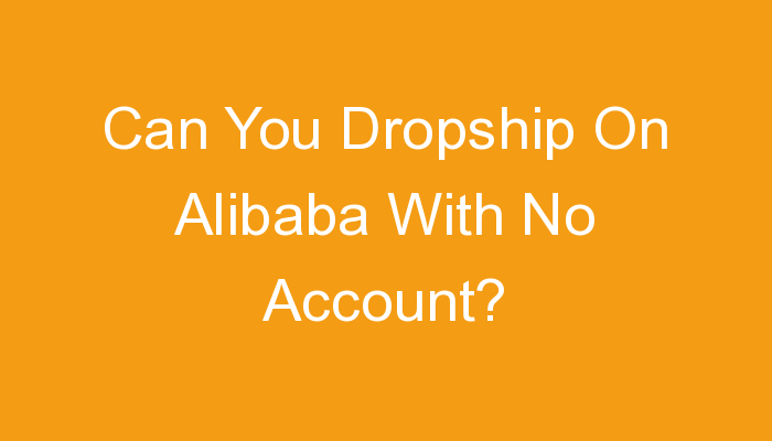 You are currently viewing Can You Dropship On Alibaba With No Account?
