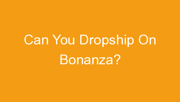 You are currently viewing Can You Dropship On Bonanza?