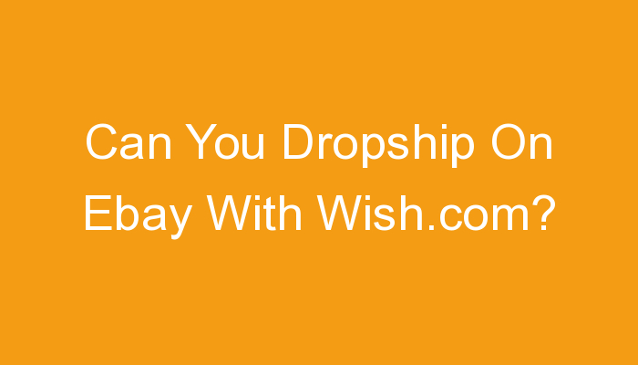 You are currently viewing Can You Dropship On Ebay With Wish.com?