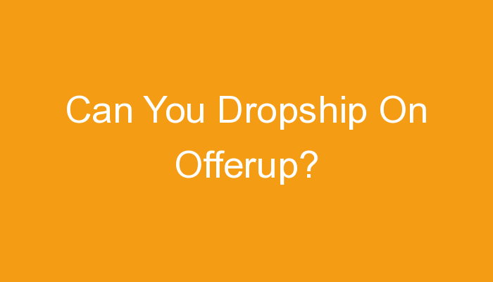 You are currently viewing Can You Dropship On Offerup?