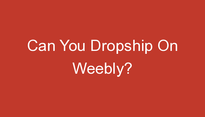 You are currently viewing Can You Dropship On Weebly?