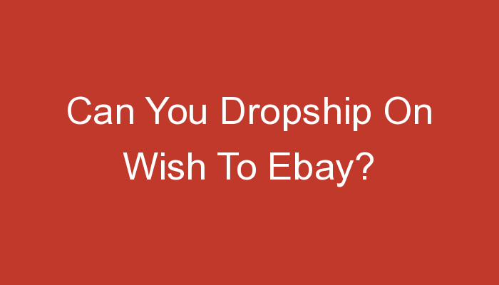 You are currently viewing Can You Dropship On Wish To Ebay?