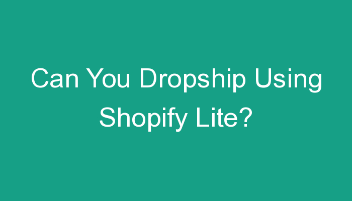 You are currently viewing Can You Dropship Using Shopify Lite?