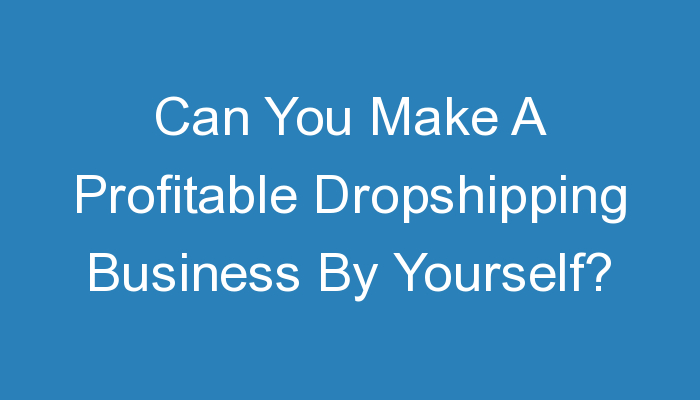 You are currently viewing Can You Make A Profitable Dropshipping Business By Yourself?