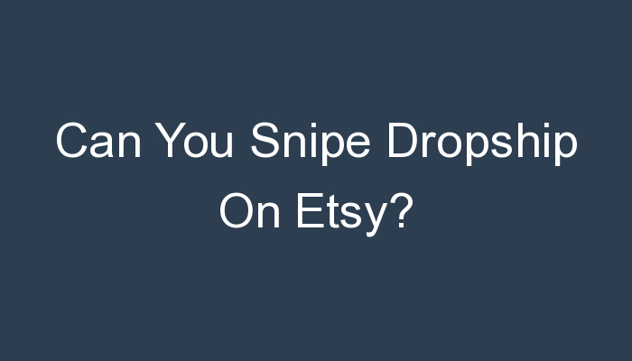 You are currently viewing Can You Snipe Dropship On Etsy?