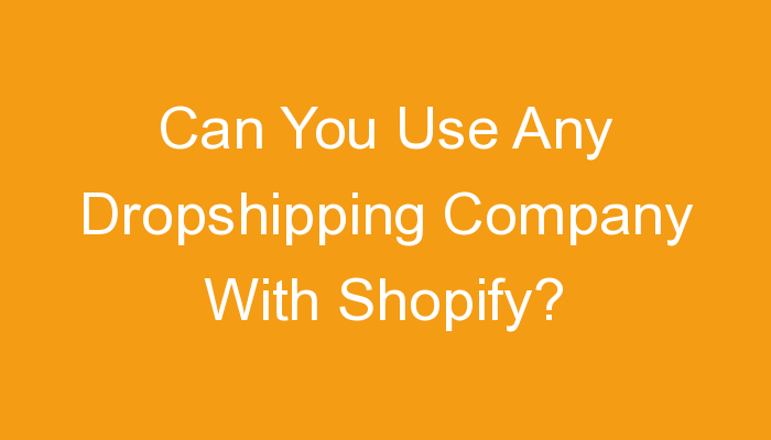 You are currently viewing Can You Use Any Dropshipping Company With Shopify?
