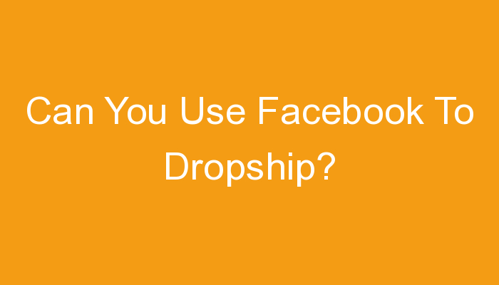 You are currently viewing Can You Use Facebook To Dropship?