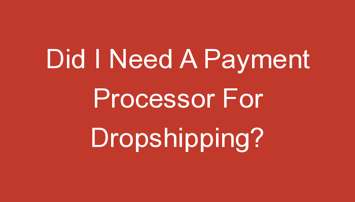 You are currently viewing Did I Need A Payment Processor For Dropshipping?