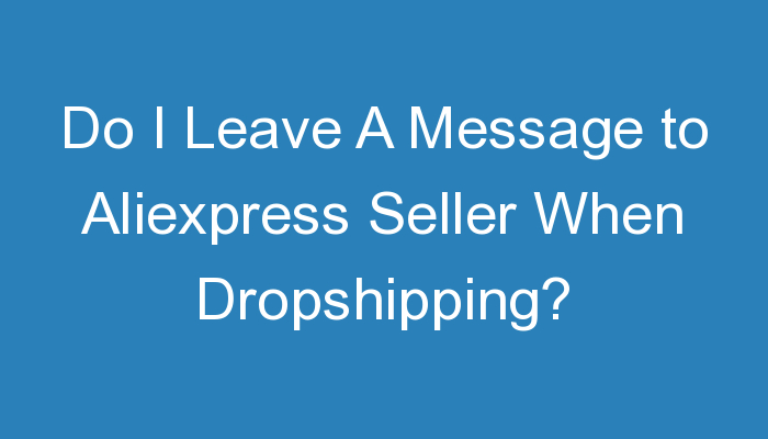 You are currently viewing Do I Leave A Message to Aliexpress Seller When Dropshipping?