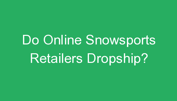 You are currently viewing Do Online Snowsports Retailers Dropship?