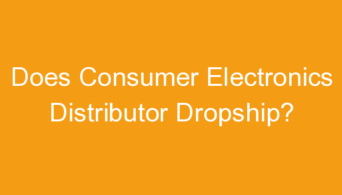 You are currently viewing Does Consumer Electronics Distributor Dropship?