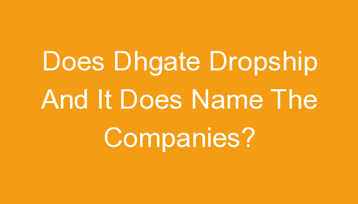 You are currently viewing Does Dhgate Dropship And It Does Name The Companies?