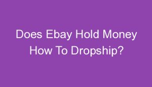 Read more about the article Does Ebay Hold Money How To Dropship?